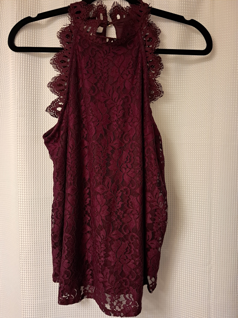 Maurices Burgundy Lace Halter Tank Top
